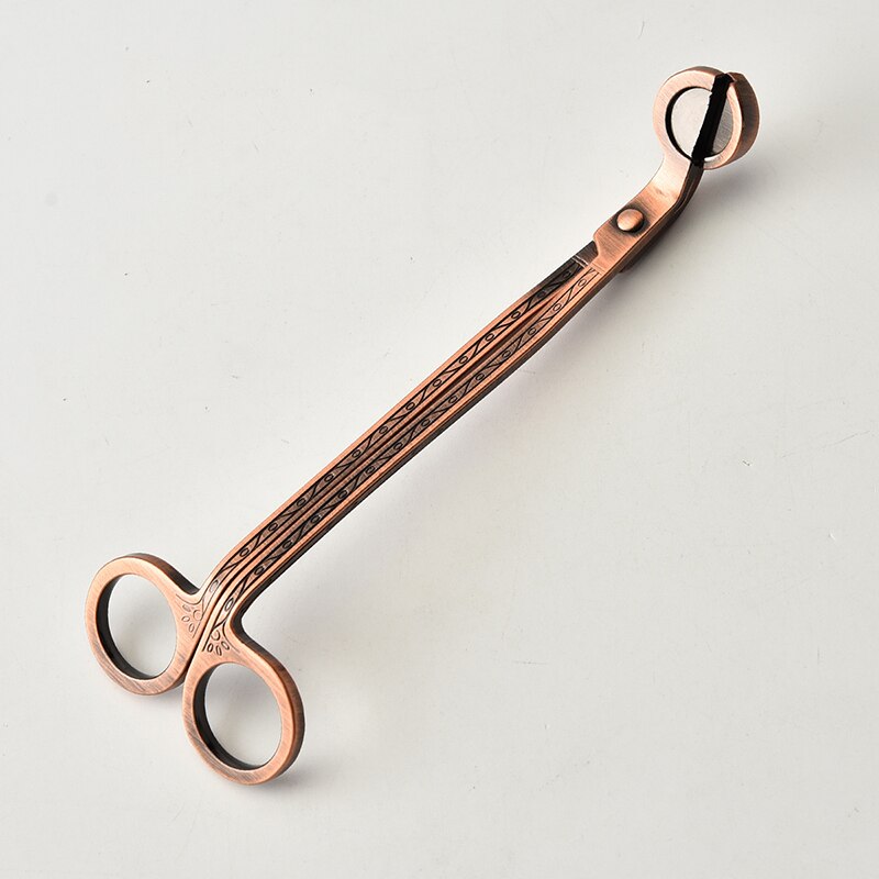 18CM Stainless Steel Candle Wick Trimmer Oil Lamp Trim scissor Cutter Snuffer Tool Hook Clipper Aromatherapy Candle accessories: Red Bronze