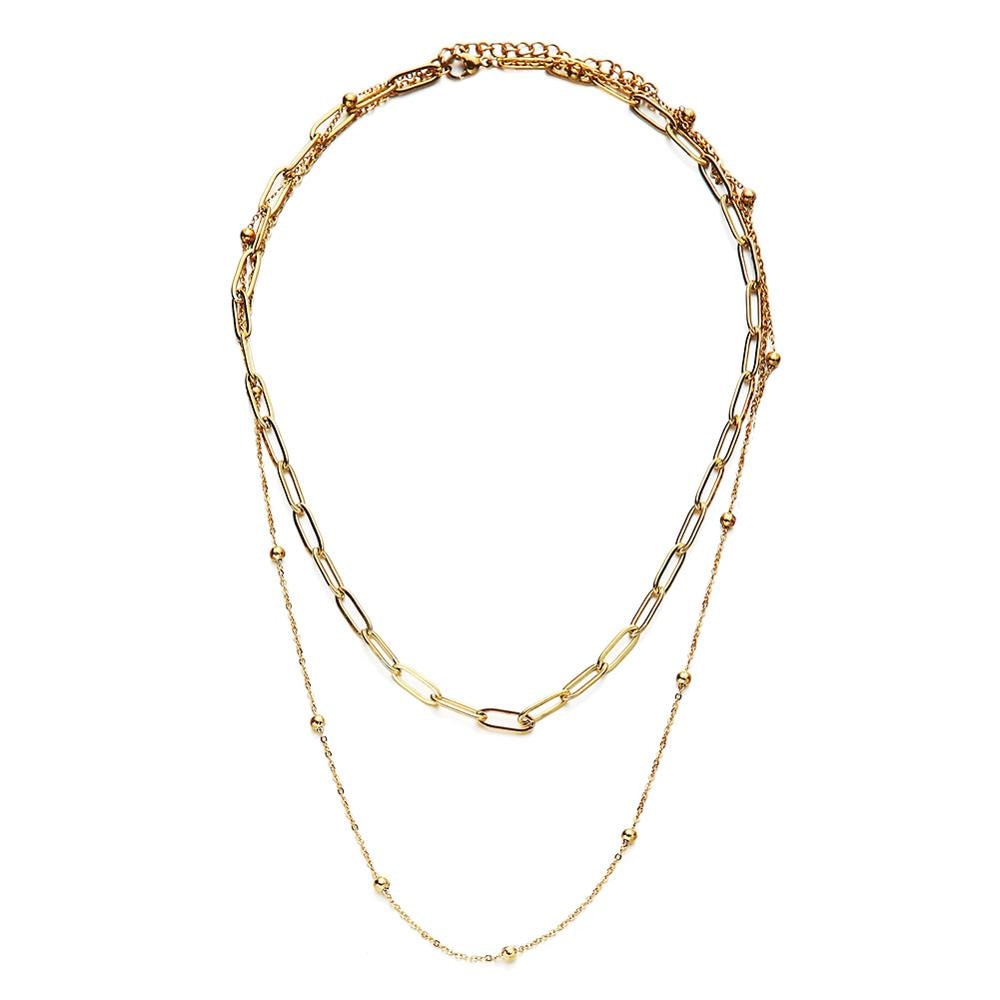 Edelstahl Platz Paperclip Ketten Halsband Halsketten Für Frauen Doppel Schicht Halskette Schmuck valentinstag