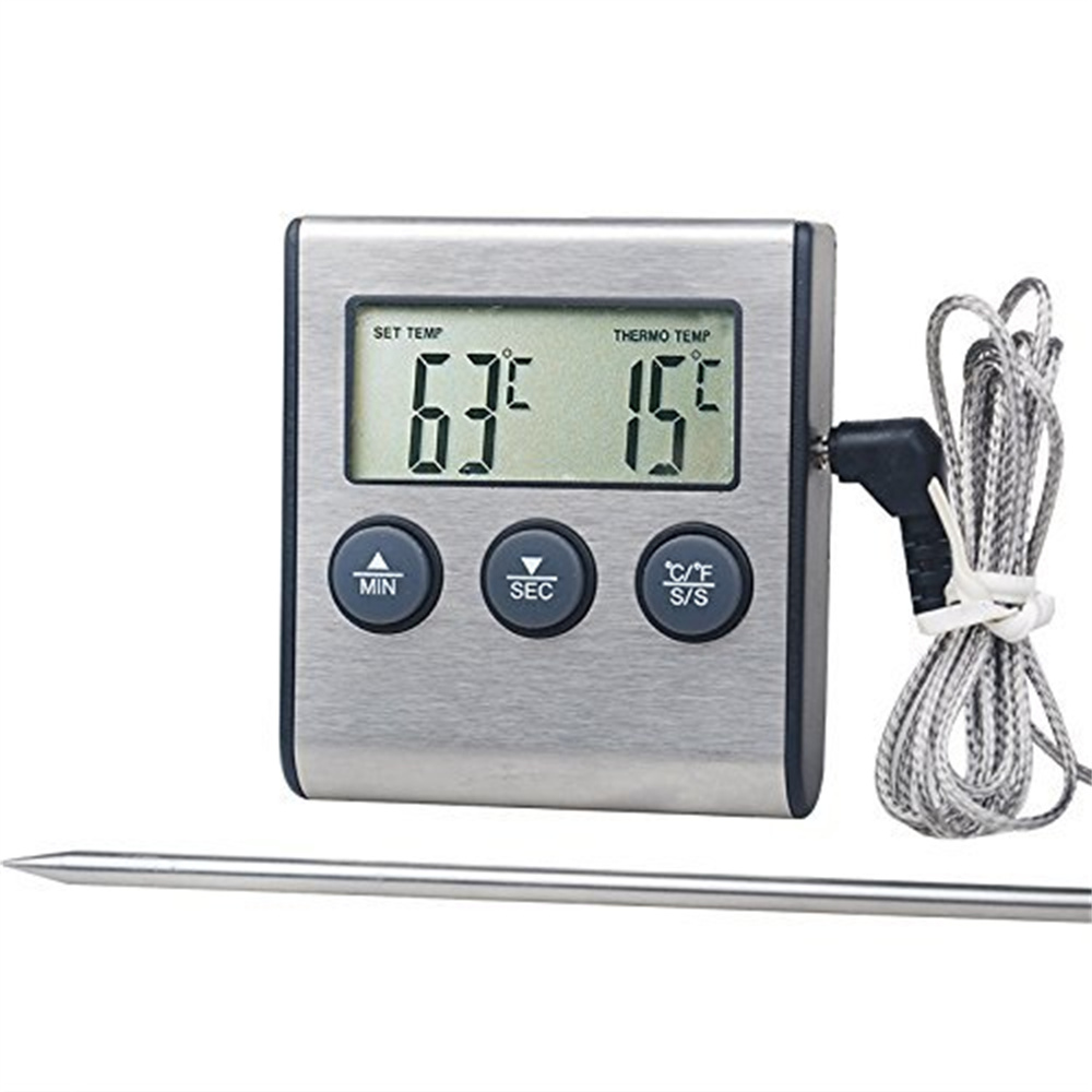 Kitchen Digital Cooking Thermometer Meat Food Temperature For Oven BBQ Grill Timer Function with Probe Heat Meter for Cooking: Default Title