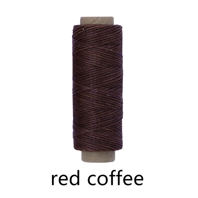 LMDZ Multi Color Wax Thread Fiber Single Filament 50m Wax Filament 150D DIY Hand Made Polyester Leather Sewing Tool: red coffee