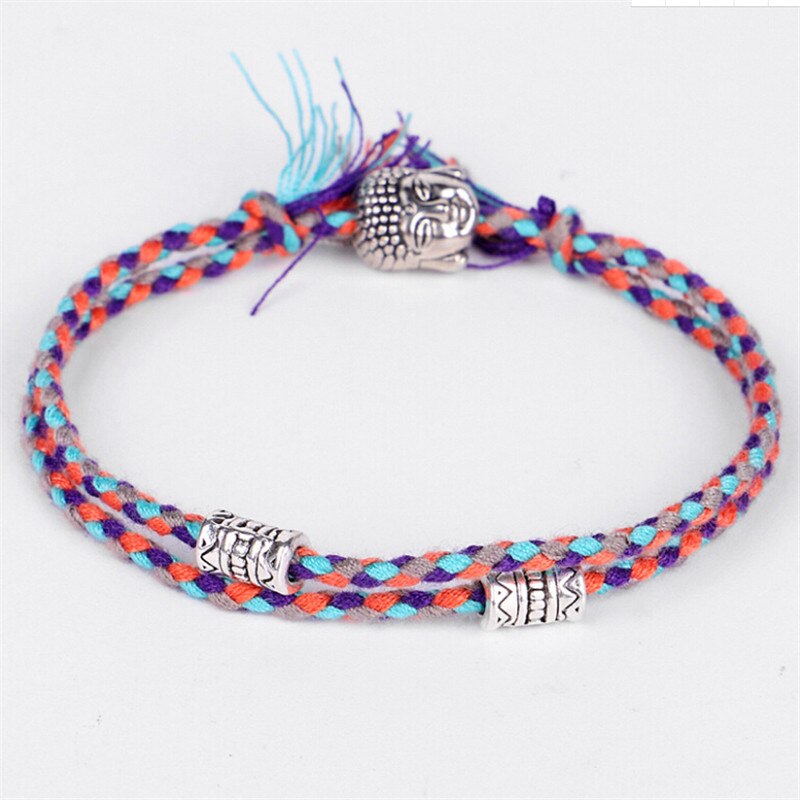 Etnische Tibetaanse Boeddhistische Lucky Geweven Amulet Tibet Koord Armbanden & Armbanden Voor Vrouwen Mannen Handgemaakte Touw Boeddha Armband Multicolor: A