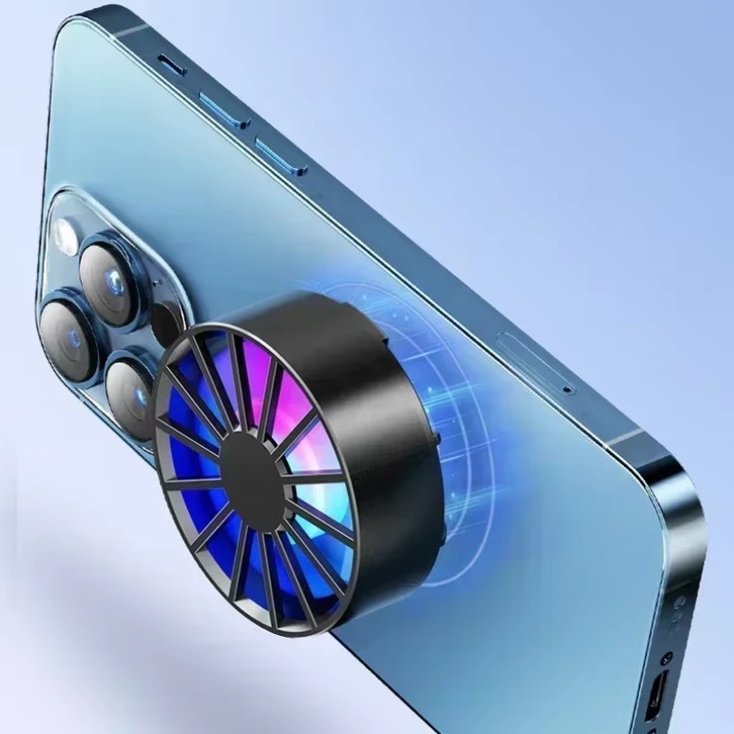Enfriador de teléfono magnético, ventilador ligero colorido de poco ruido, radiador de teléfono con luz RGB, refrigeración rápida para todos los teléfonos inteligentes y tabletas