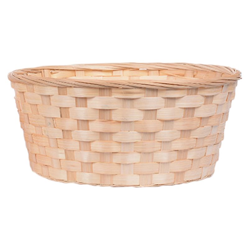 Práctico cesto redondo de mimbre, cestos tejidos de bambú para fruta, merienda, cesta para pan, cesto de almacenamiento, cesto