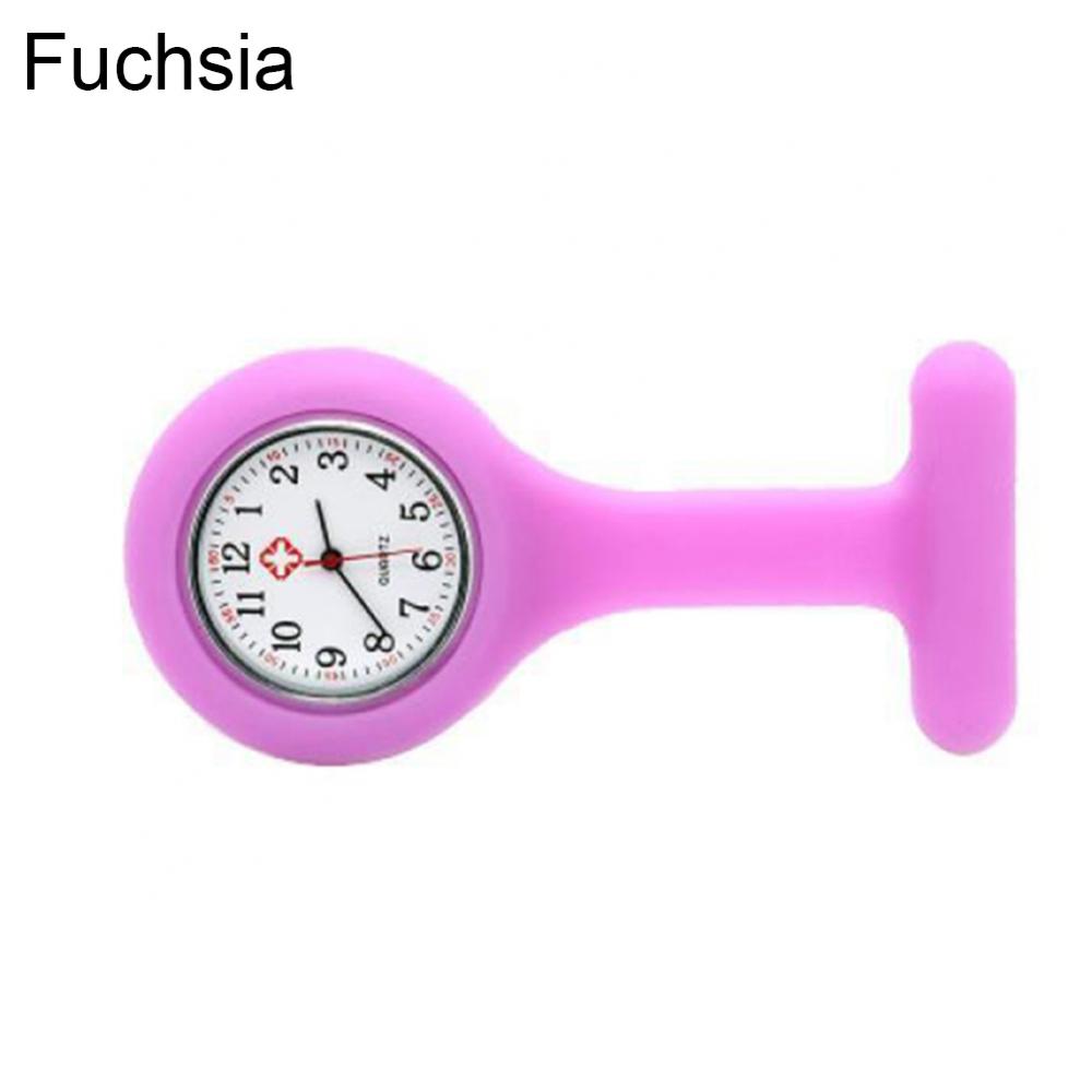 Solid Color Silicone Nurse Watch Brooch Fob Pocket Tunic Quartz Movement Watch Decor Accessory