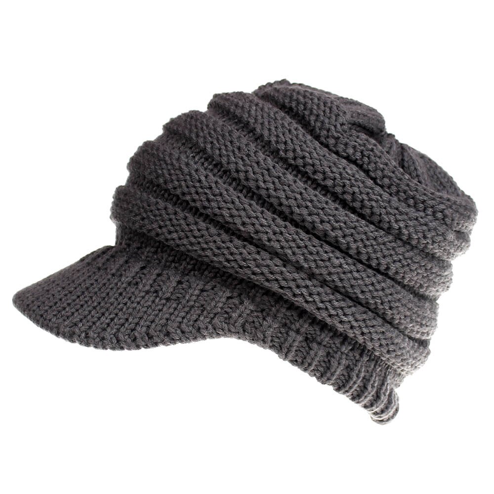 Doradeer Ins Vrouwen Hoeden Gebreide Baseball Mutsen Skullies Open Pony Tail Hoed Mutsen Cap Ski Sport Cap: Dark Gray