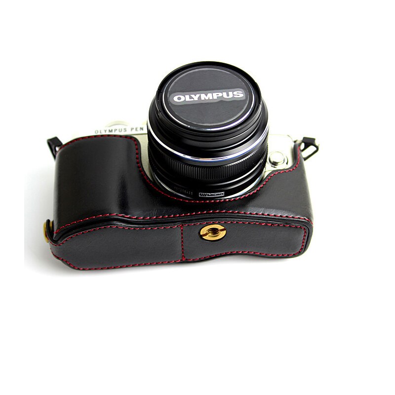 Housse coque etui portefeuille Cuir PU sac photo Pour Olympus PEN E-PL7 E-PL8 E-PL9 E-PL10 Demi-coque Avec Batterie D'ouverture de
