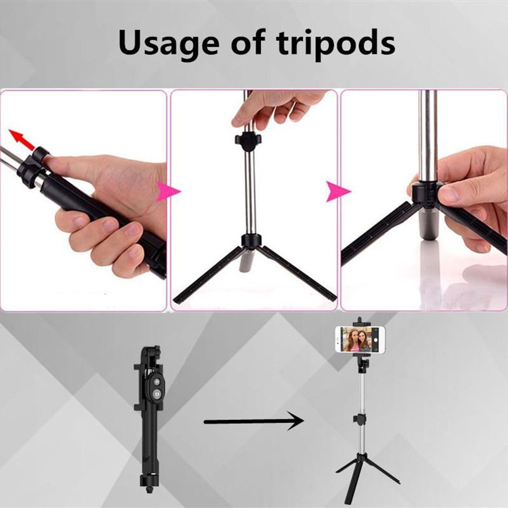 3 in 1 Draadloze Bluetooth Selfie Stick voor iphone/Android/Huawei Opvouwbare Handheld Monopod Shutter Remote Uitschuifbare Mini statief