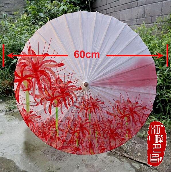 Higanbana Blossom Oil Paper Umbrellas Pure White Bottom Kids Dance Paper Parasol Adults XXXXXL Large Size Rain Paper Umbrella: Diameter 60CM