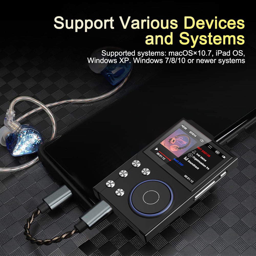 MP3 Player, Lossless DSD High Definition Portable Hi-Fi Digital Audio Music Player with 16GB Memory , Supports Up to 128GB