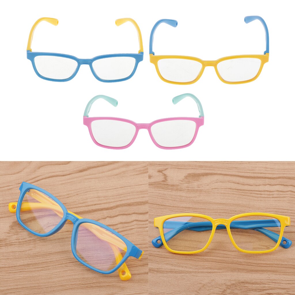 Anti-Blue Light Soft Silicone Eyeglasses for Children 3 Pieces