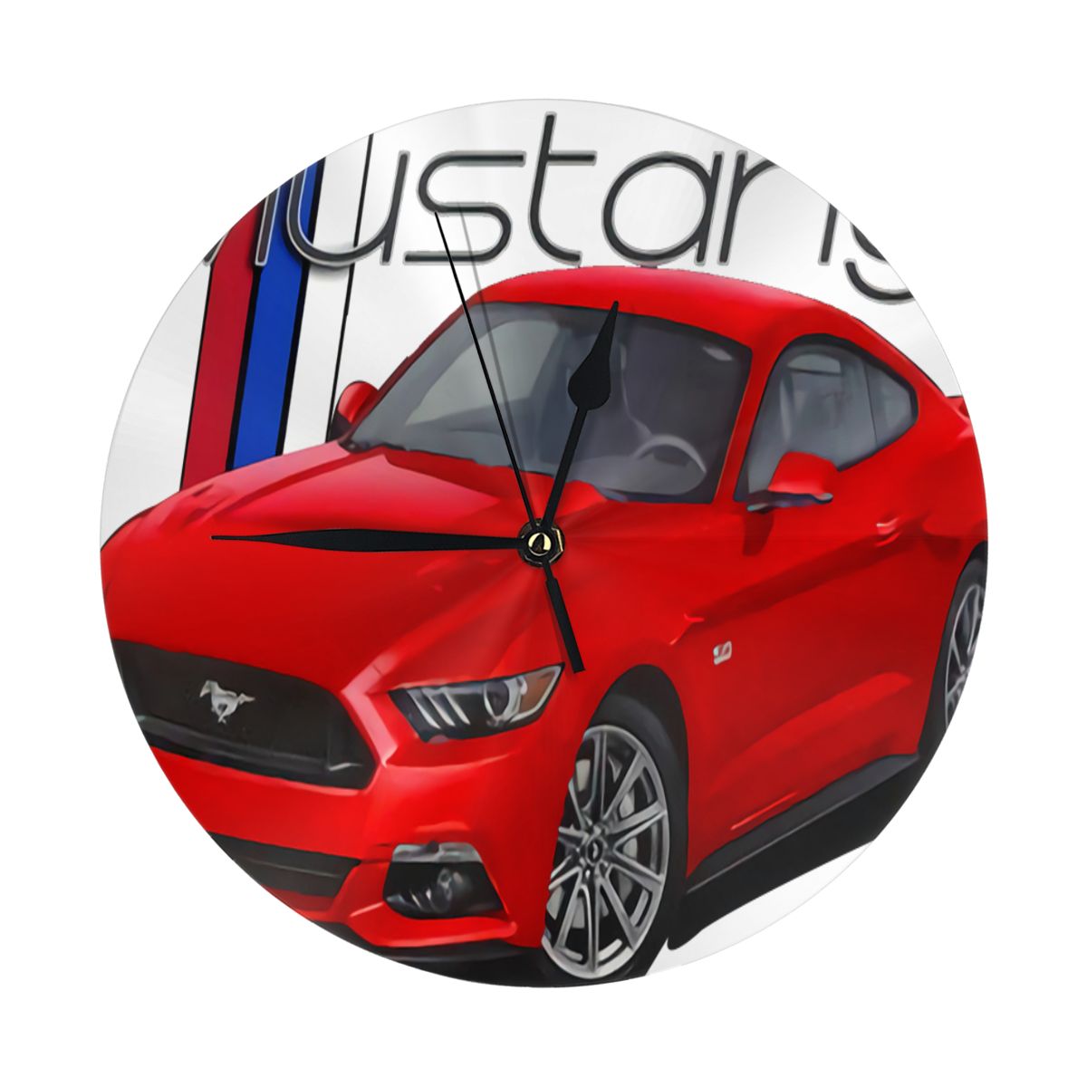 Red Mustang Decoration Watches Wall Decor Wall Clock Industrial Decor Wall Clock With Led Light: Default Title