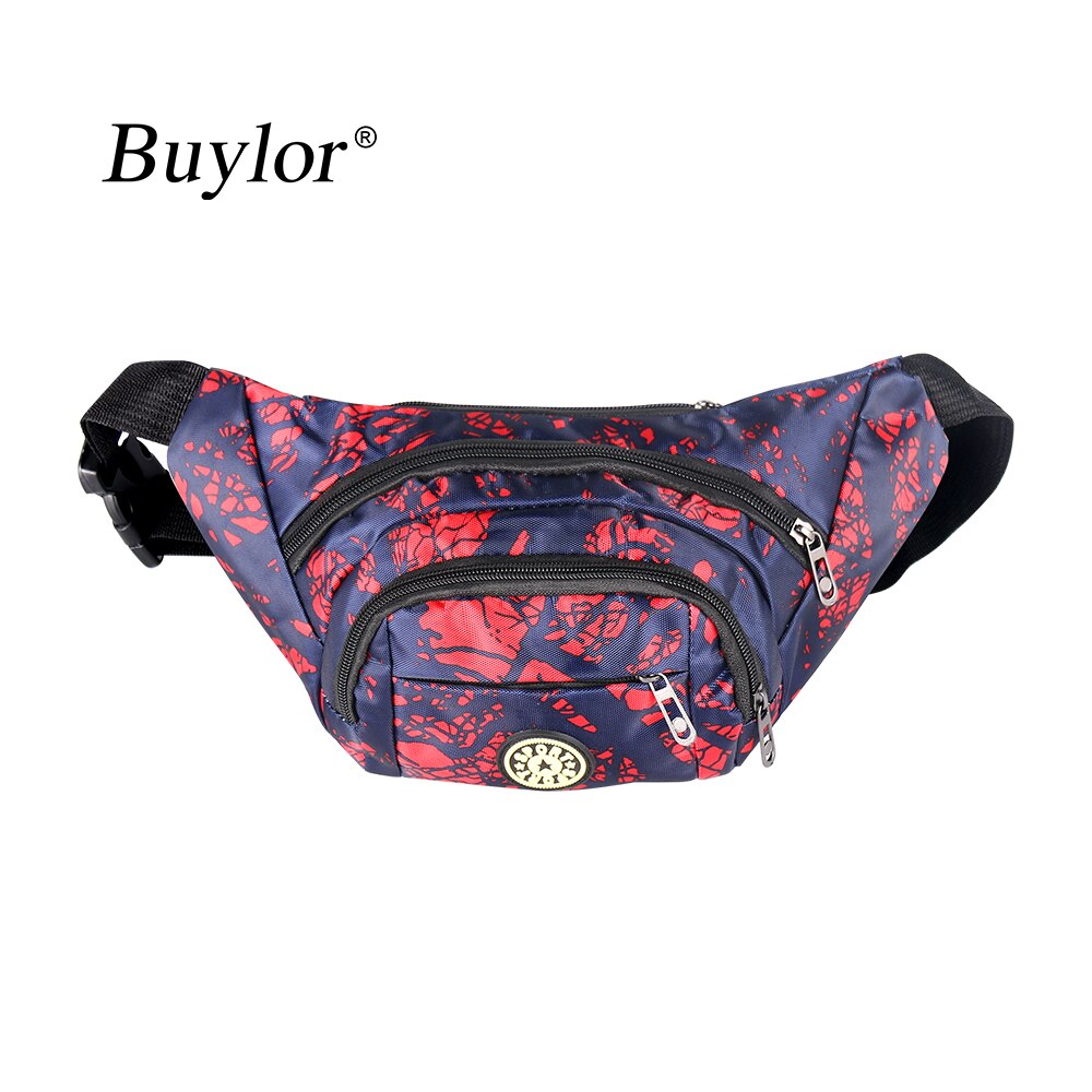 Buylor fanny pack menn belte bag vanntett midje pakker banan bryst rumpe bag kvinner glidelås lommebok veske reise sykkel fotturer: Rød