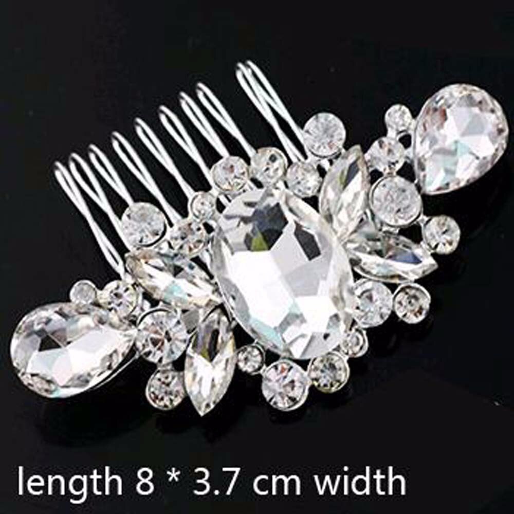 Frauen Mädchen Braut Hochzeit Silber Farbe Kristall Strass Diamant Blume Haar Clip Kamm Stift Bekleidung Zubehör Headwear Haar