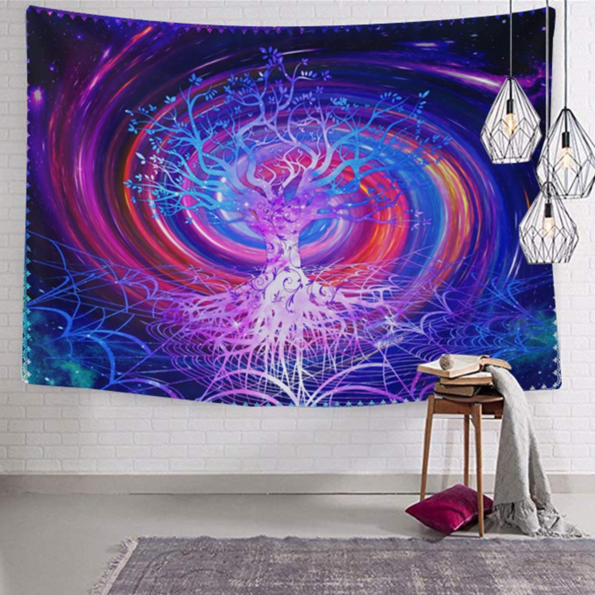 Árbol psicodélico fresco Trippy tapices galaxia púrpura naturaleza colgante de pared Árbol de la vida gótico decoración de pared