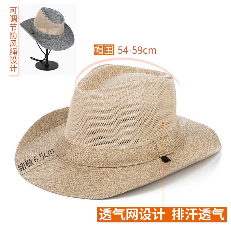 Udendørs solhat til mænd bred skygge mænd & #39 sommer fritid stråhat åndbar parasol hat herre & #39 sommer raffia solhat b -8283