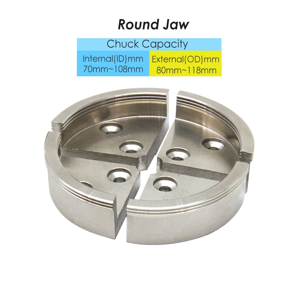Chrome Plated Step Round Pin Jaw Set Woodworking Turning Accessories for 100mm 4-Jaw Self Centering Wood Lathe Scroll Chuck: 1 x Round Jaw