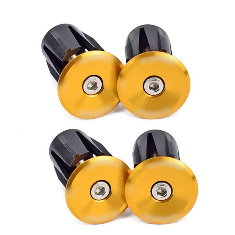 2 Pairs Bike Grip Handle Bar End Cap Aluminium Alloy MTB Handlebar Grips Plugs Caps For Bicycle Handlebar Accessory: 2 pairs yellow