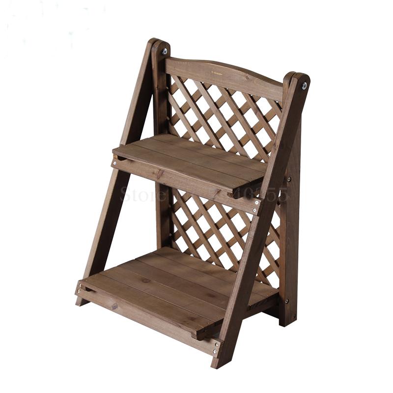 Solid wood desktop flower stand office window stand table mini storage storage rack combination pot rack