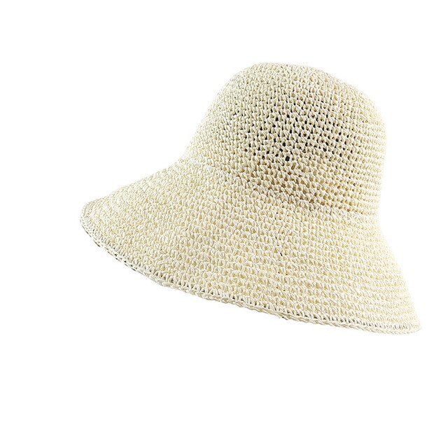 Verano gorros de Otoño de las mujeres planos Retro caídos tapa del borde hecho a mano sombrero de paja para dama al aire libre sol protección de playa sombrero de paja: 6