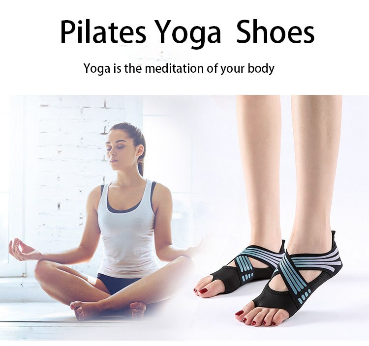 Cross Half Toe Yoga Training Shoes Anti Skid Yoga Shoes Silicon For Pilates Barre dance