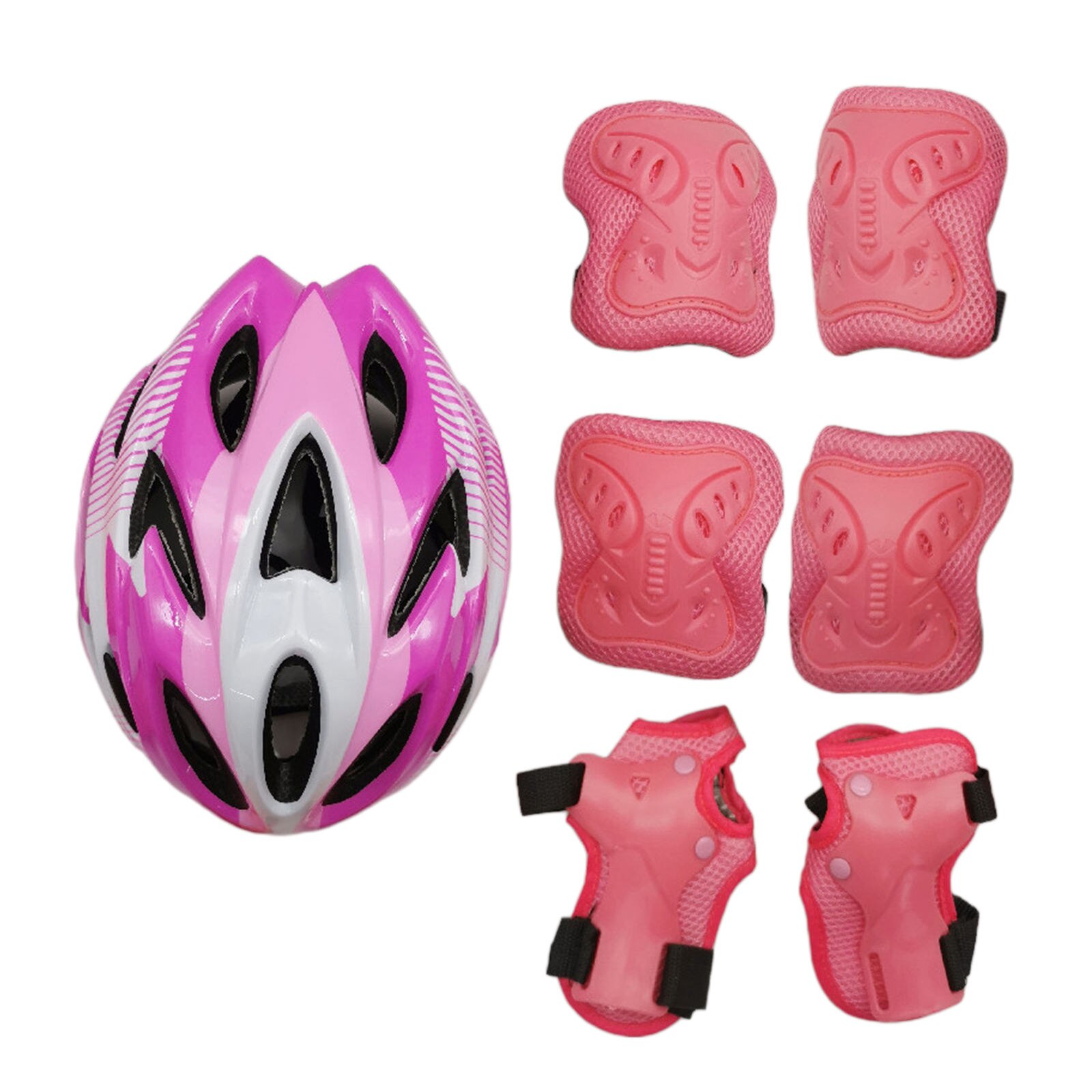 Complete 7pcs Roller Skating Protector Elbow Knee Pads Helmet Kids Riding Skateboard Ice Sports Wrist Guard Protective Gear Set