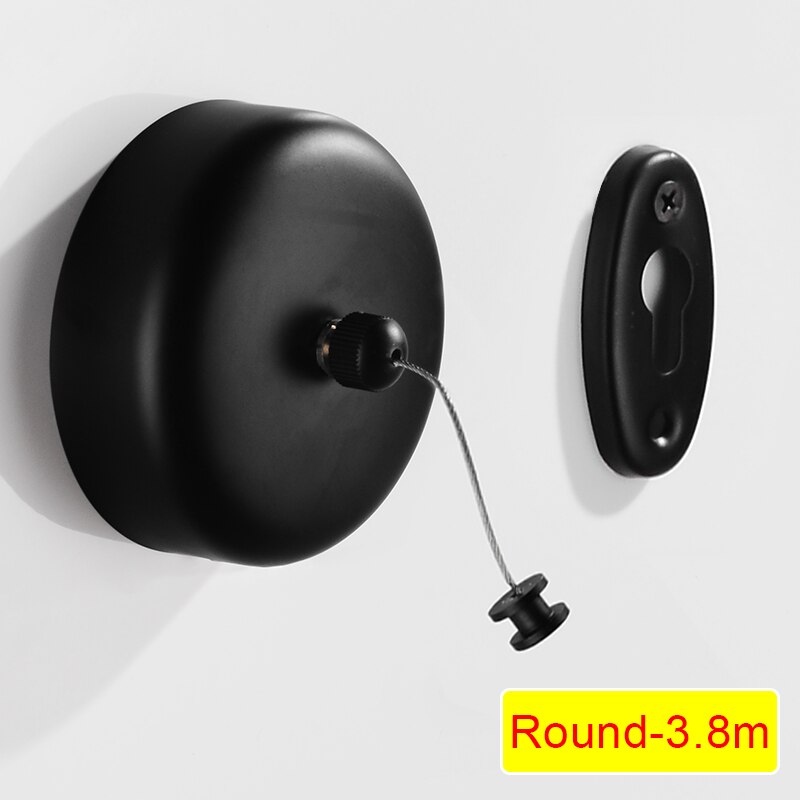 3.8m Retractable Clothesline Indoor Outdoor Laundry Hanger Clothesline Dryer Organiser Clothes Drying Rack Rope Stainless Steel: Round-3.8m