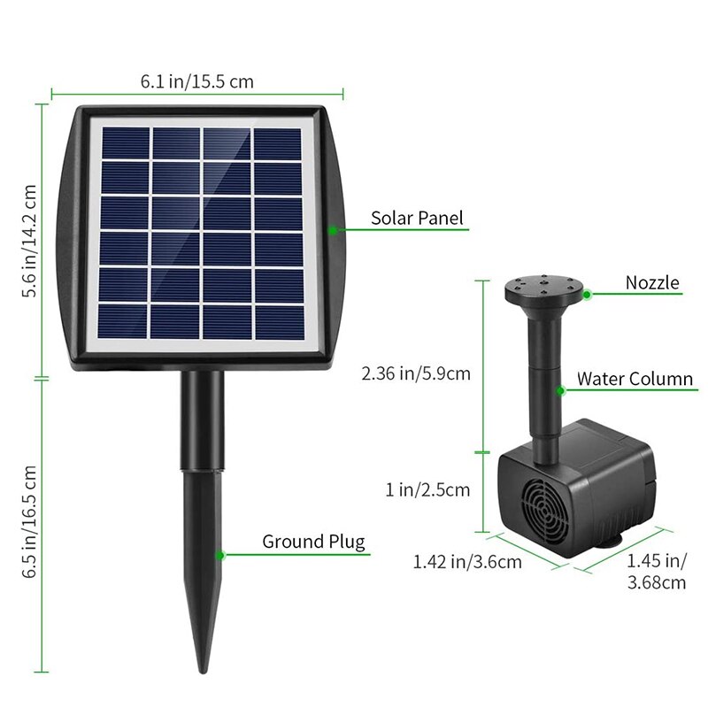2w 200l/ t solfontene hage vannfontene basseng demning dekorasjon solcellepanel drevet fontene vannpumpe hage dekorasjon