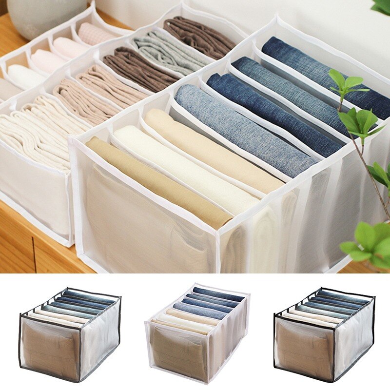 Anpassbare Jeans-Aufbewahrungsbox mit Fächern, Socken, Kleidung, Unterhosen, Schubladenteiler, Unterwäsche-Aufbewahrungsbox, Schrank-Organizer