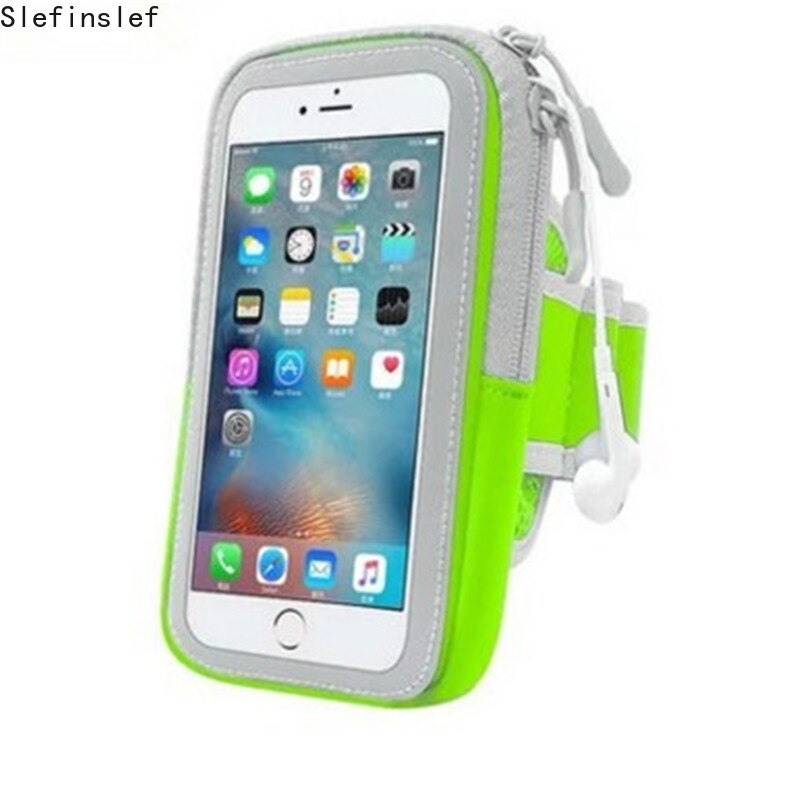 Universal Arm Bag 4-6inch Mobile Motion Phone Armband Cover for Running Sport Arm band holder of the phone on the Arm Case Cover: green