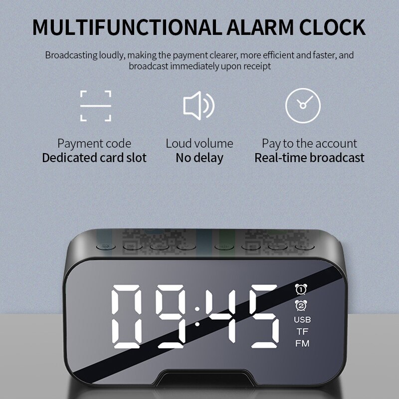 Multifunction Digital Clock Bluetooth Speaker With FM Radio Wireless Subwoofer Music Player Dual Alarm Clock LED Mirror Clocks