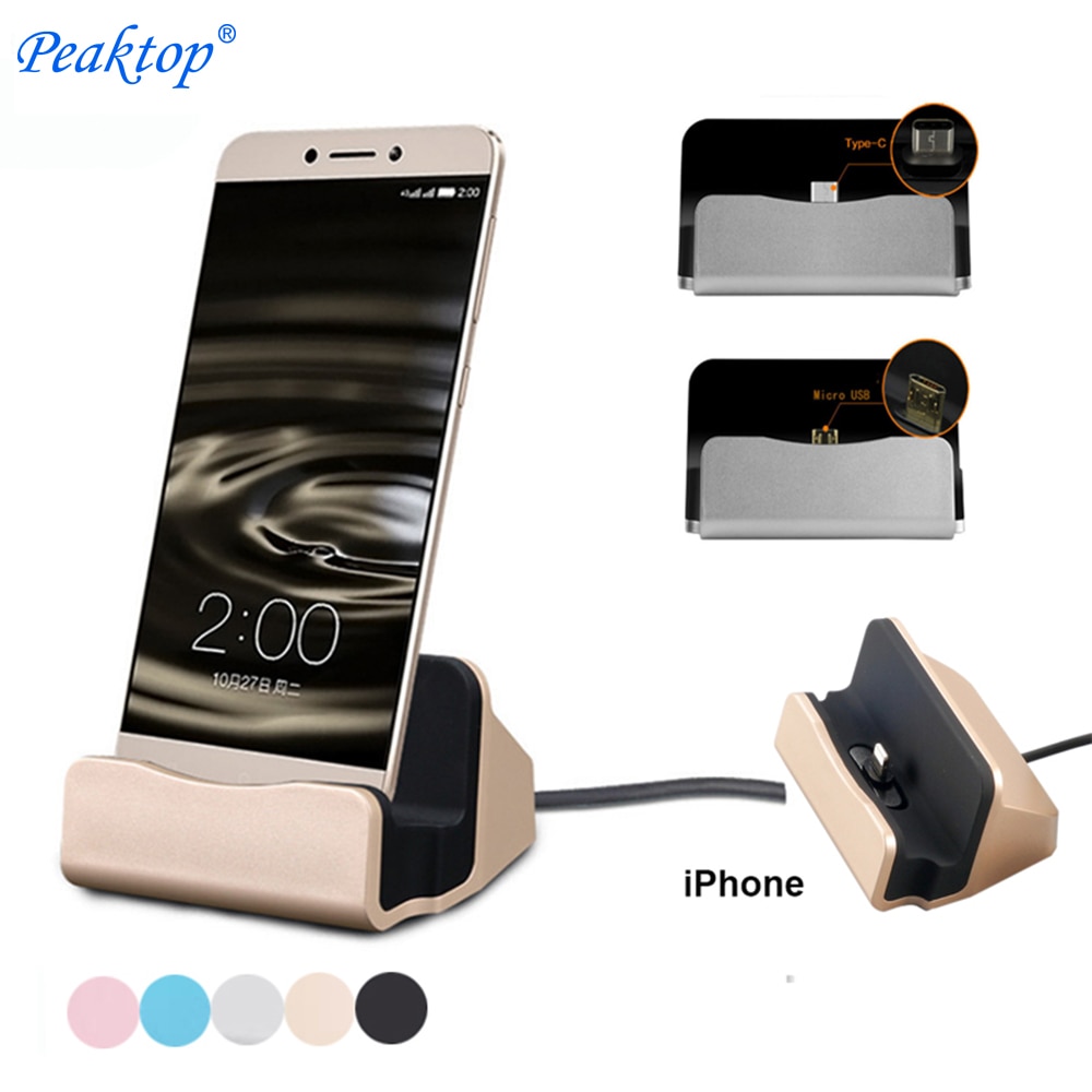 Peaktop Usb Typ C Docking Station Typ-C Dock Stehen Ladegerät Ladestation Halter Für Xiaomi Mi 5 Mi5/Huawei P10 P9 iPhone 7 8