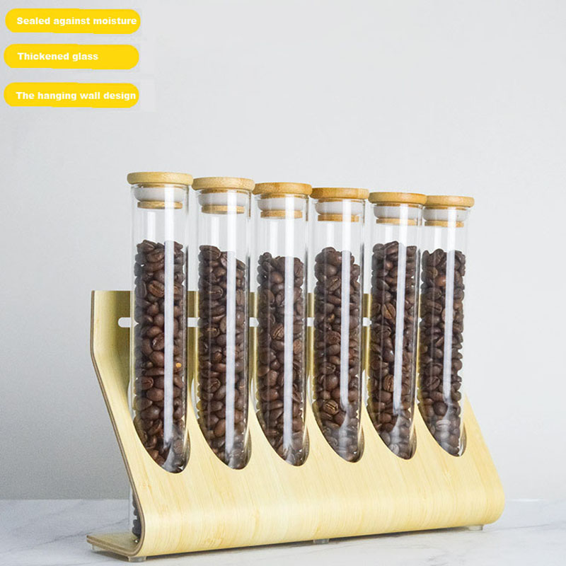 Coffee Bean Display Rack Flower Tea Display Rack Stand Cereals Canister Glass Test Tube Sealed Display