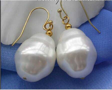 Z3507 20mm White BAROQUE SEA SHELL PEARL Earring&gt;Lovely Fine Nobility Lady&#39;s Women&#39;s Earrings