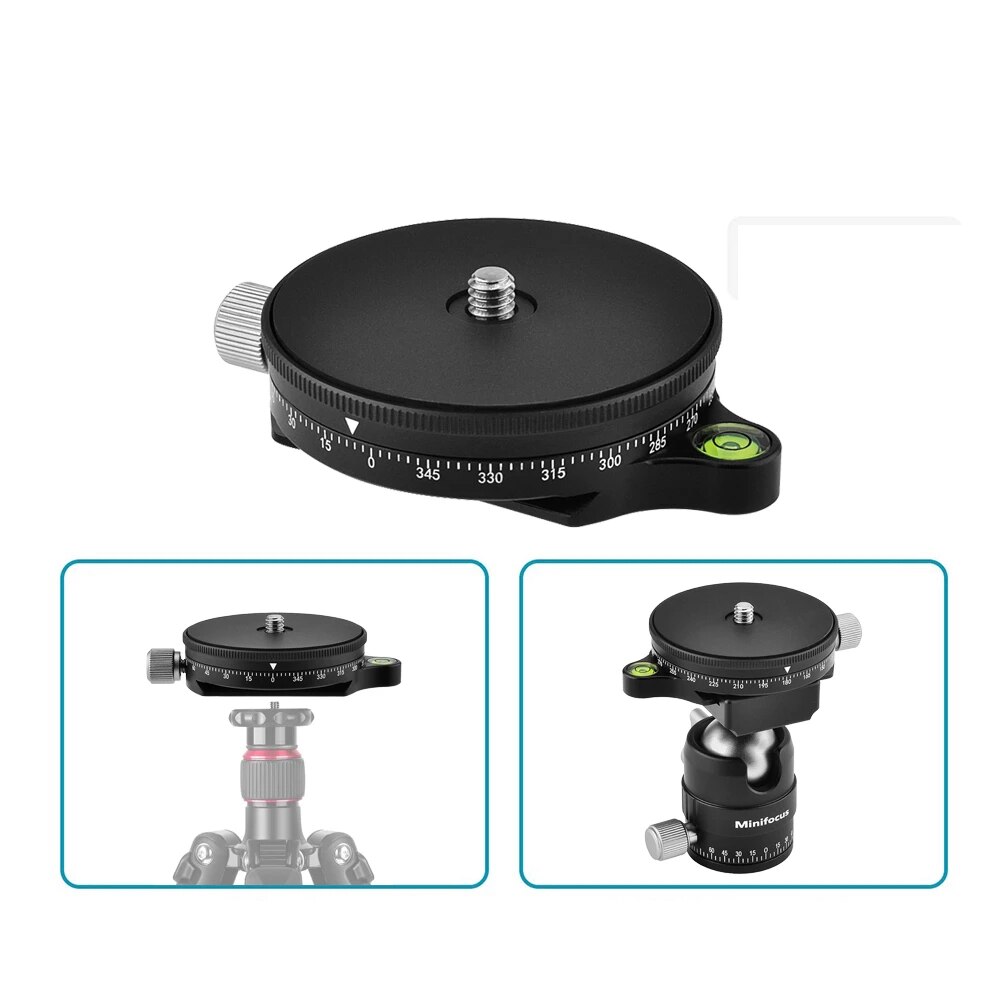 Camera Panoramic Panning Base with Arca Swiss Style Plate 3/8" Screw Aluminum Panorama Ball Tripod Head for Tripod Monopod DSLR