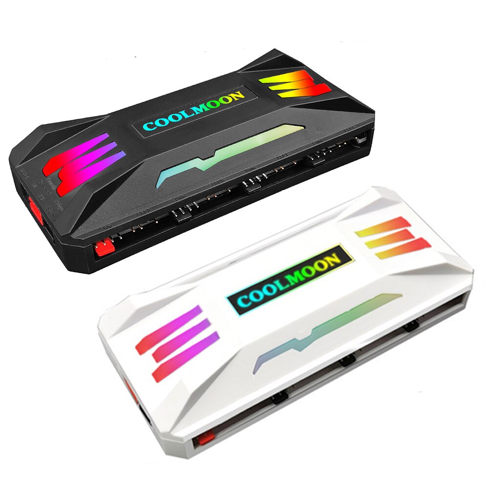 Coolmoon rgb pc kølesystem controller 4 pin pwm 5v 3 pin argb kølevifte smart intelligent fjernbetjening til pc case chassis