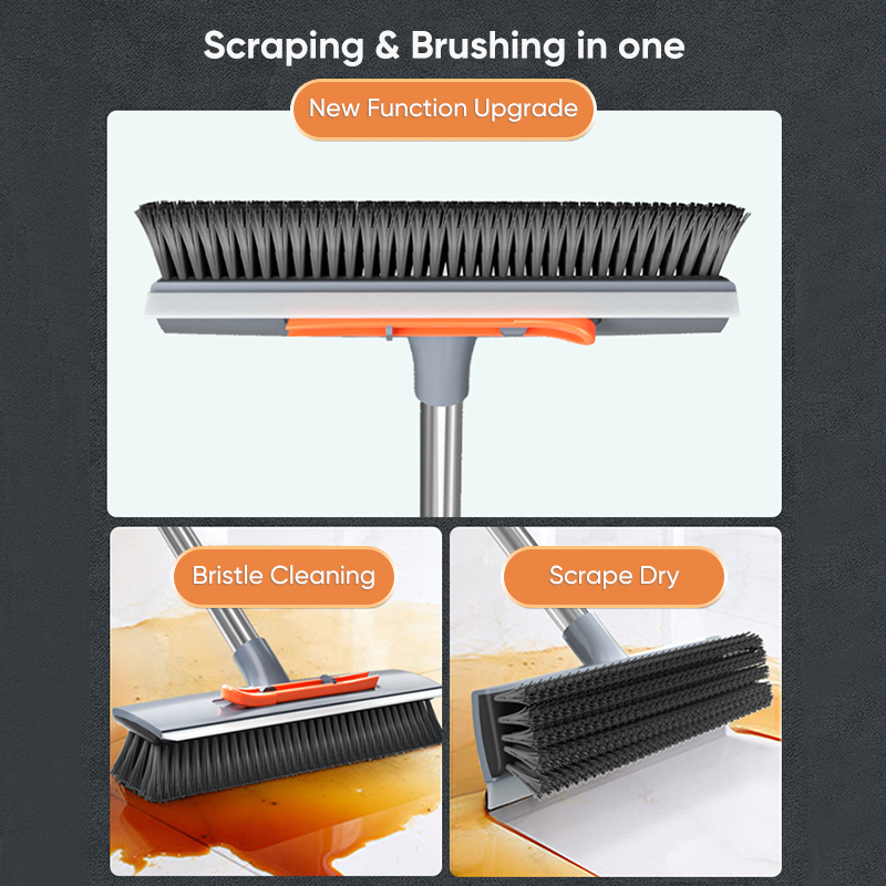 Floor Hair Broom Dust Scraper Pet Rubber Brush Carpet Cleaner Sweeper No Hand Wash Mop Clean Wipe Window Tool