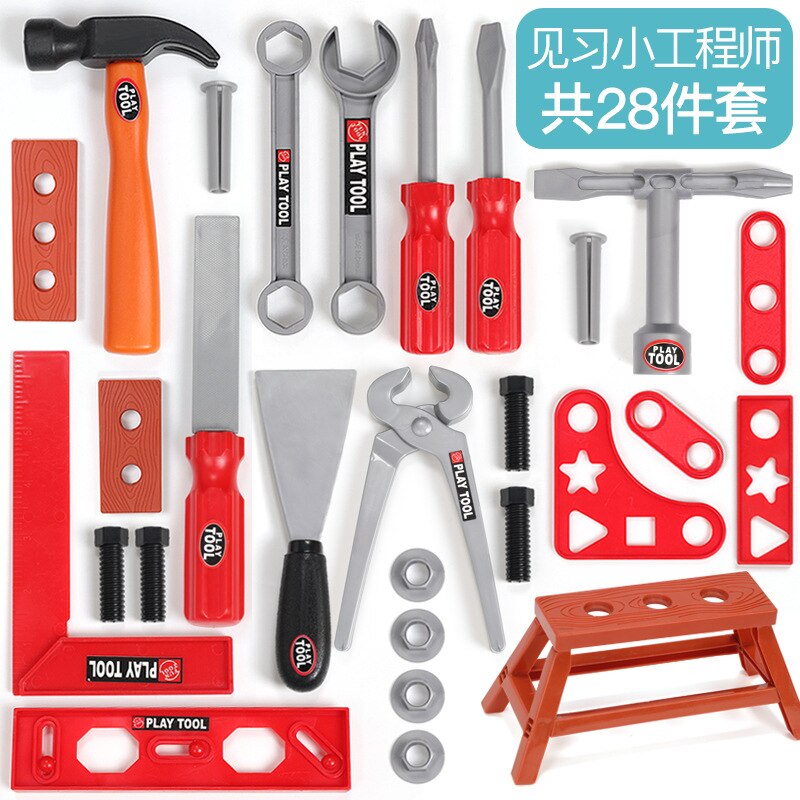 Juego de destornilladores para niños y niñas, Kit de herramientas de juego de simulación, caja de 3 años, llave inglesa, de taladro: 28pcs