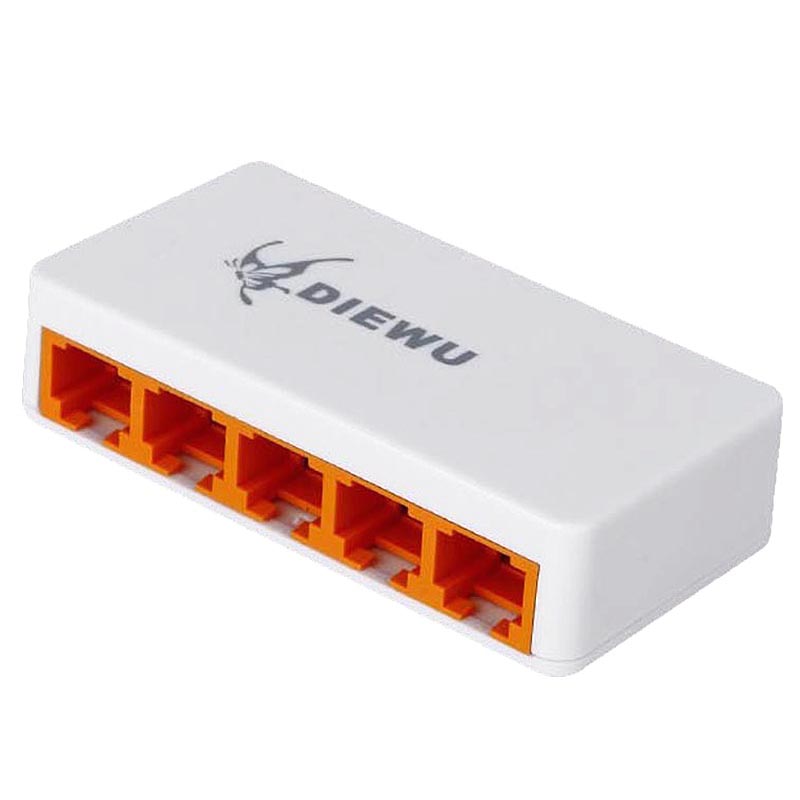 DIEWU 5 puertos Ethernet rápido RJ45 10/100Mbps red conmutador Centro de escritorio del ordenador portátil de viaje Lan Hub poder por Micro-