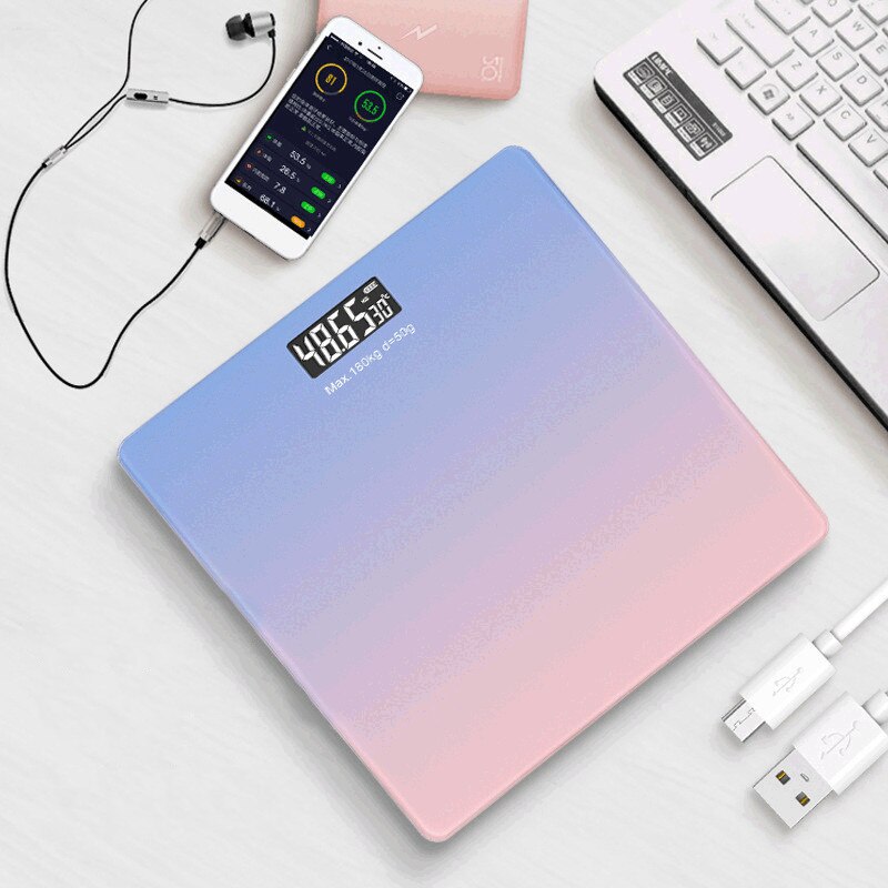 USB Charging Mini Electronic Weighing Scales Smart Body Fat Scale LCD Display Household Body Weight Bathroom Scale Floor Scales
