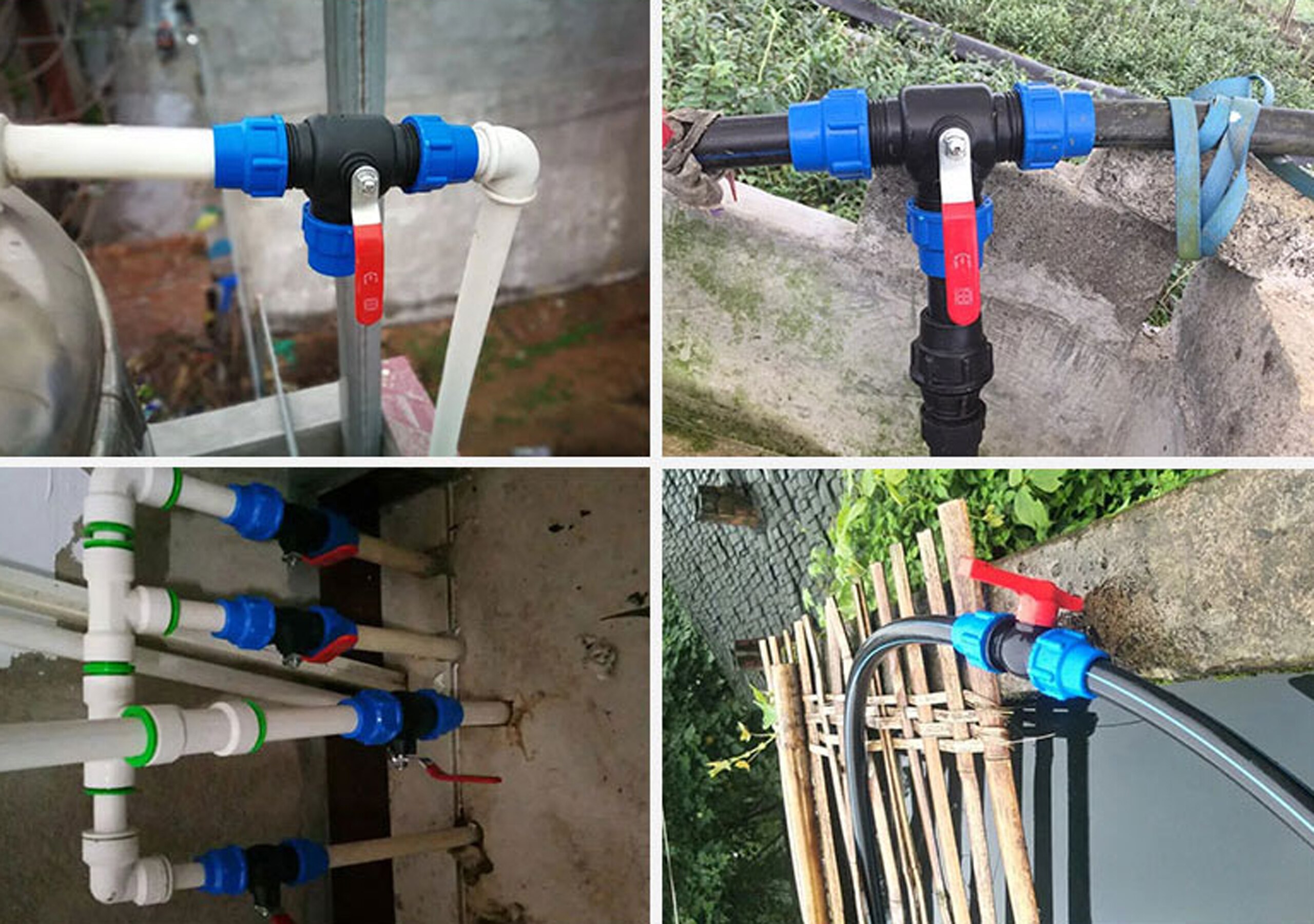 20/25/32/40/50mm PVC PE tubo grifo divisor de agua conector de válvula rápida de plástico jardín agricultura riego accesorios de tubería de agua