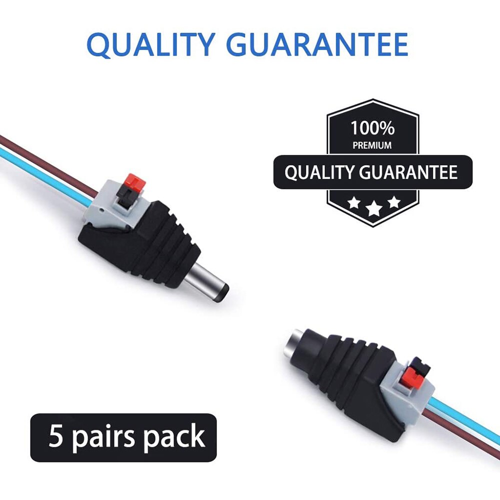 BNC Portfolio DC Male + Female Connector Plug securer cable connection Push-on DC power with switch adapter for cctv camera