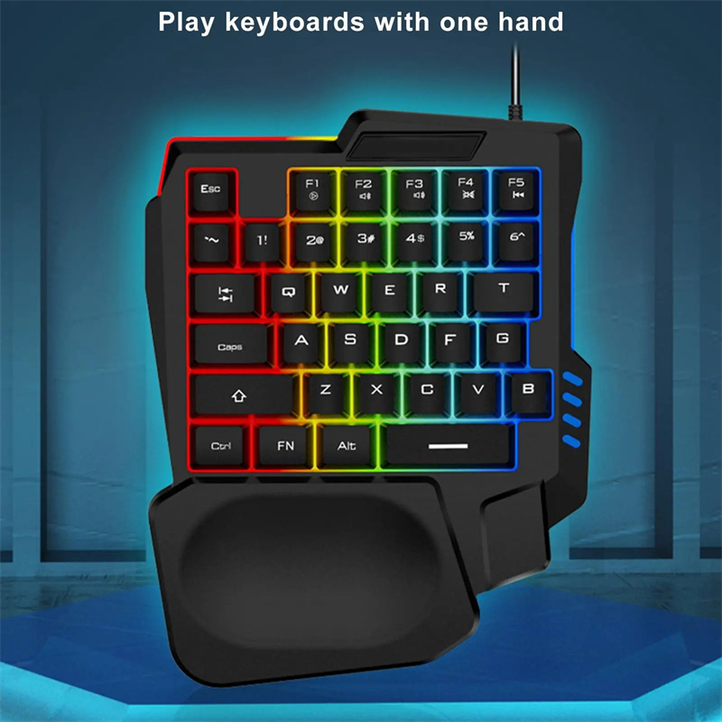 Ergonomic Single-Hand Gaming Keyboard 35 Keys USB Wired RGB Backlit Mini Keyboard for Laptop Desktop PC One-Handed Use Keyboard
