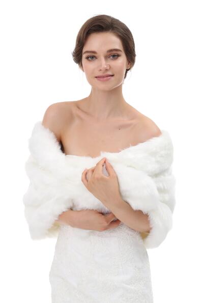 Janevini vinter fuskpäls wrap bolero svart bröllop brudsjal grå vit cape för brudar tillbehör mariage chales boda: Vit