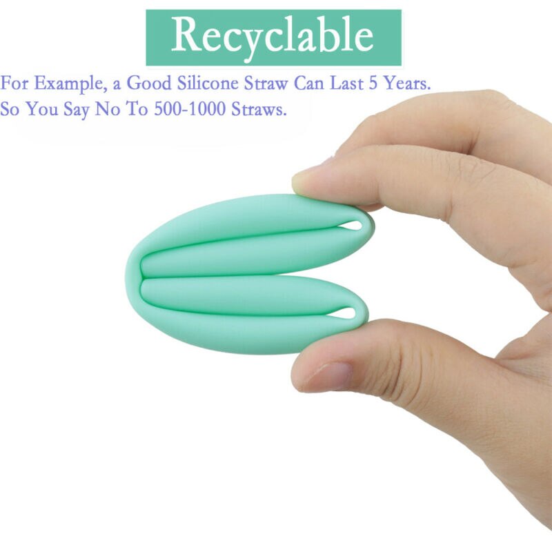 6 Colors Reusable Silicone Drinking Straws Food Grade Straw with Cleaning Brushes Set