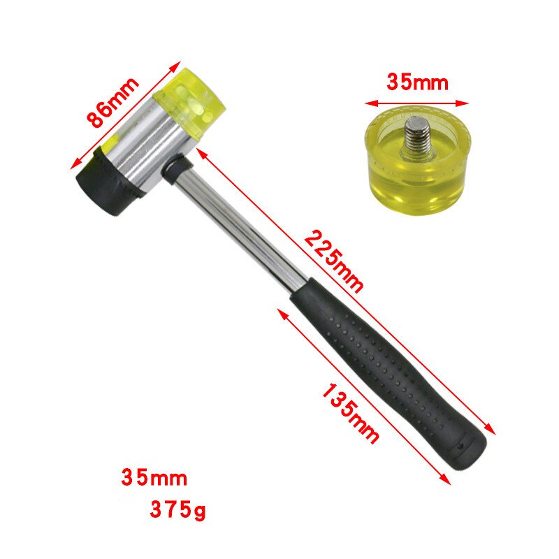 370g 35mm pehmeä vasara, kaksipuolinen pehmeä vasara, jossa luistamaton muovikahva itse tehty nahkatyökalu käsikäyttöinen vasara: Default Title
