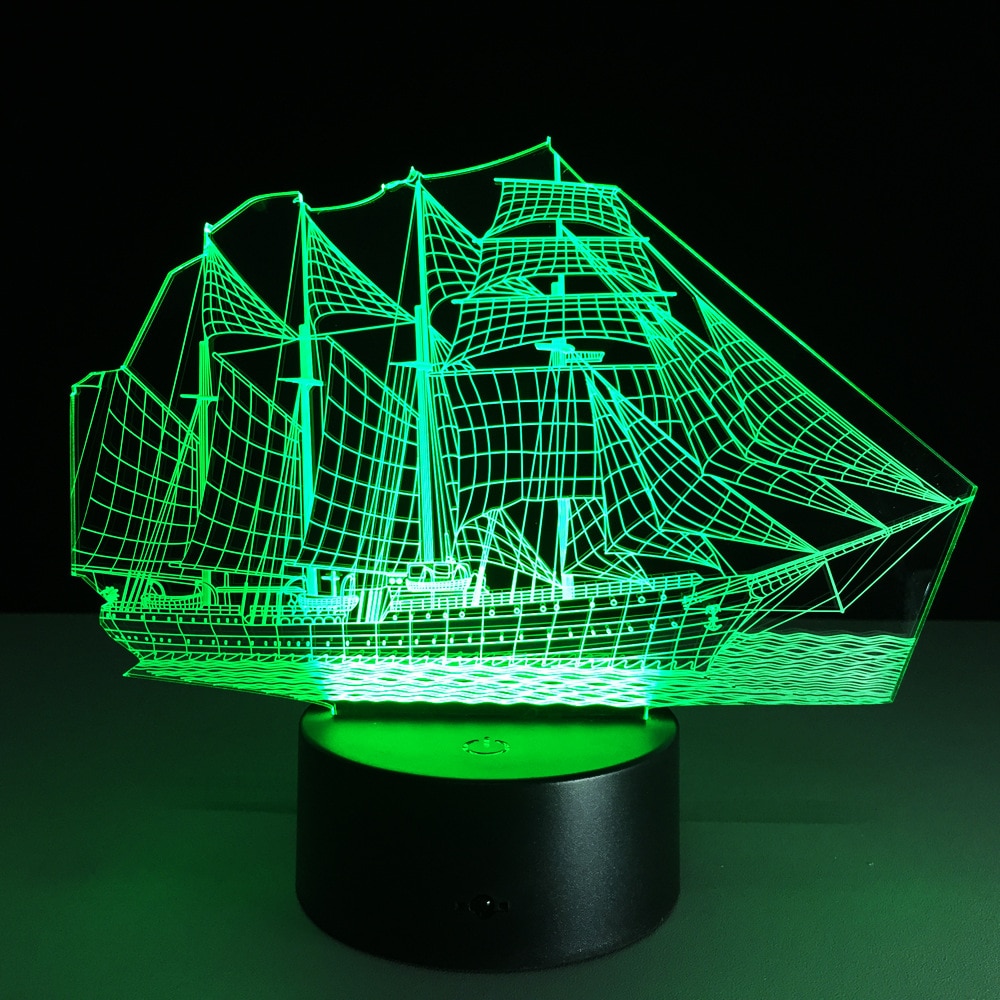 usb 3d Led Table Lamp PVC 3D colorful Nightlight sailing lamp Luminaria Mesa Led Lamps For Table
