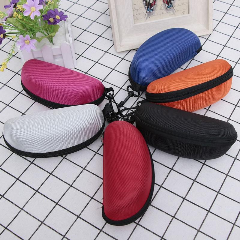 Portable Zipper Eye Glasses Clam Shell Sunglasses Hard Case Protector Box