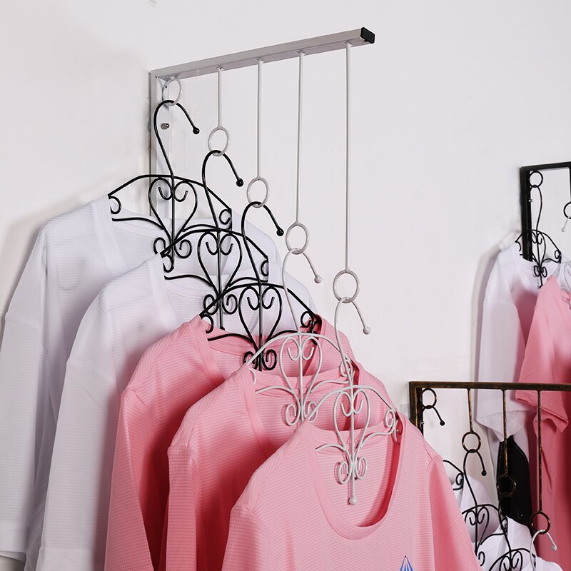 Wall Mounted Garment Racks 5 Ring Hanger Clothing Organizers Clothing Display Stand Tendedero Ropa Plegable вешалка для одежды