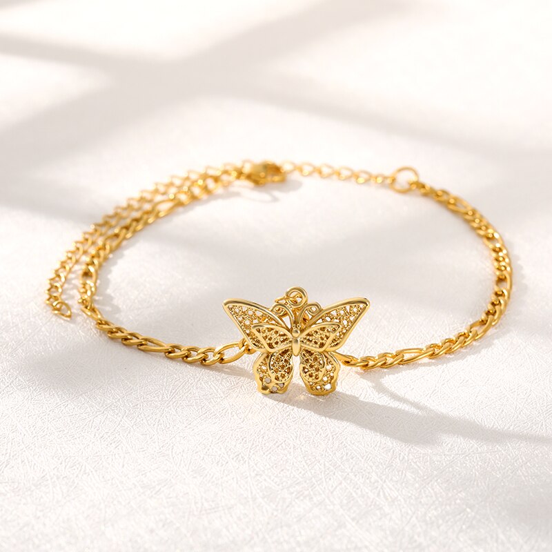 Schmetterling Fußkettchen Armbinde für Frauen Ananas Religiöse Fußkettchen Armbinde für Frauen Männer Gold Farbe Charme Armreif Fußkettchen Schmuck