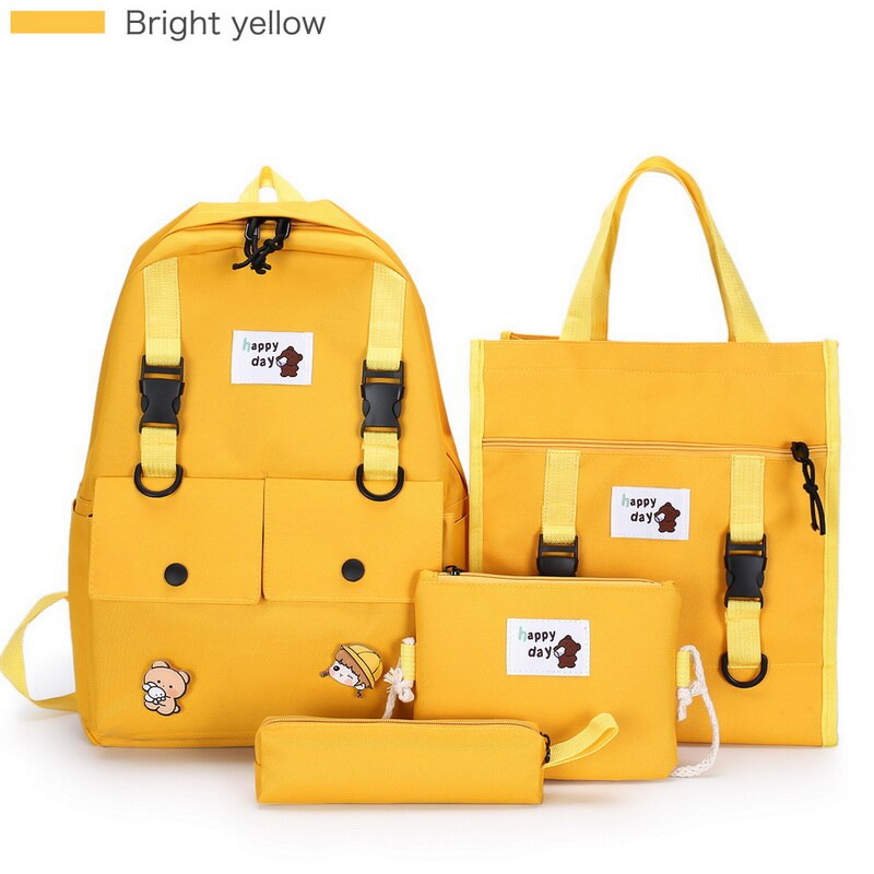 5 Stuks Set Hoge Schooltassen Voor Tienermeisjes Canvas Rugzak Vrouwen Bookbags Tiener Student Schooltas Bolsas Escolar: C